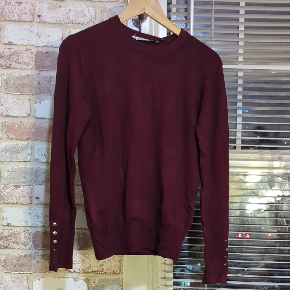 Zara Men's Burgundy Sweater